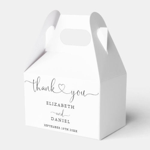 Modern Elegant Heart Script Wedding Favor Boxes