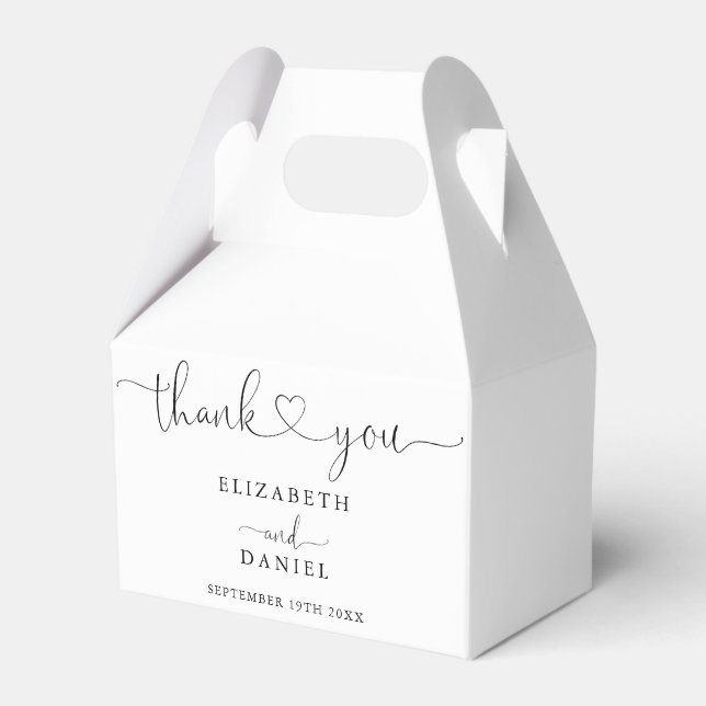 Modern Elegant Heart Script Wedding Favor Boxes (Front Side)