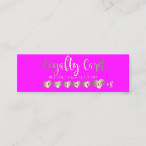 Modern Elegant Hearts Pink Fluorescent Loyalty Card