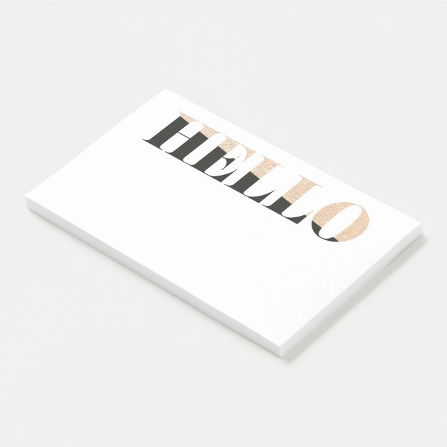 Modern Elegant Hello with Golden detail Post-it Notes (Angled)