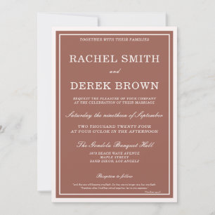 Modern Elegant Hex Red Pink Ivory Scripts Wedding Invitation