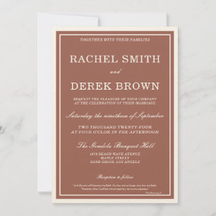 Modern Elegant Hex Red Pink Ivory Scripts Wedding Invitation