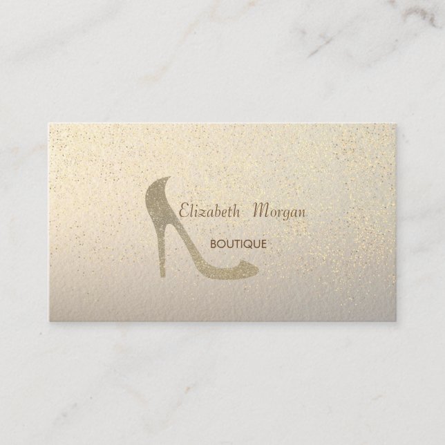 Modern Elegant  High Heel,Gold Confetti Business Card (Front)