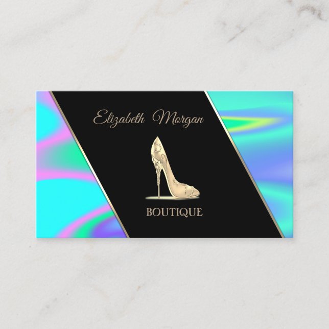 Modern Elegant High Heel Holographic Business Card (Front)