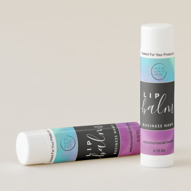 Modern elegant holograph script LOGO Lip Balm (Front)