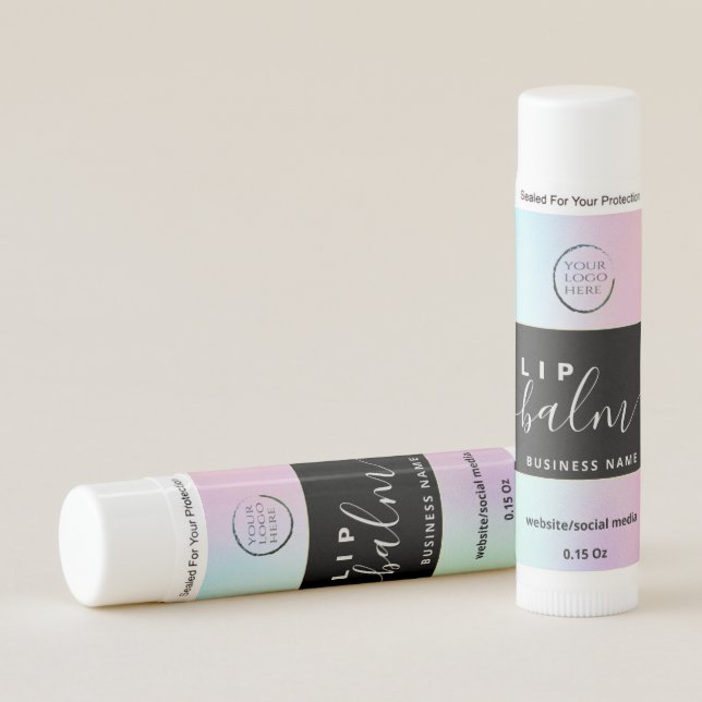Modern elegant holograph script LOGO Lip Balm (Front)