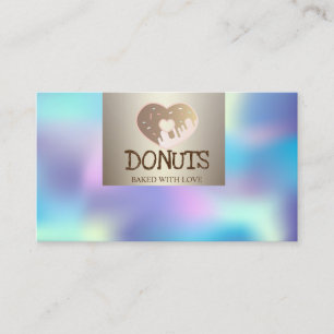 Modern Elegant,Holographic,Donuts,Bakery Business Card