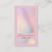 Modern Elegant Holographic Iridescent Color Block Business Card (Front)