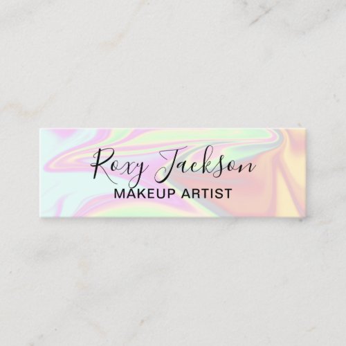 Modern elegant holographic makeup artist mini business card