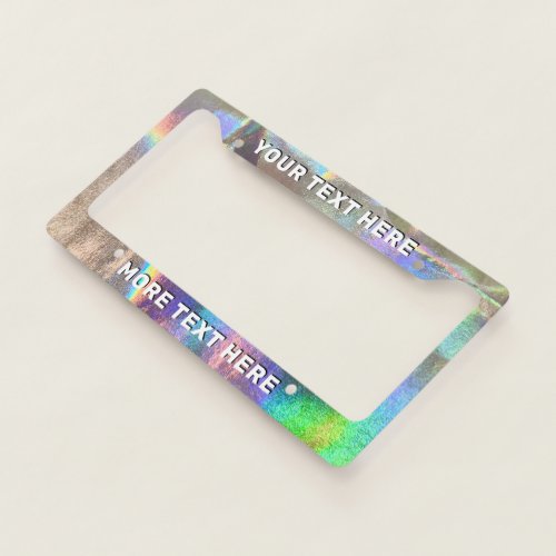 Modern Elegant Holographic Rainbow Chrome Auto  License Plate Frame