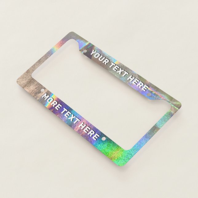 Modern Elegant Holographic Rainbow Chrome Auto  License Plate Frame (3/4)