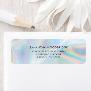 Modern Elegant Holographic Return Address Label