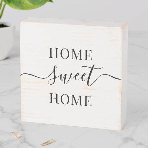 Modern Elegant Home Sweet Home Wooden Box Sign
