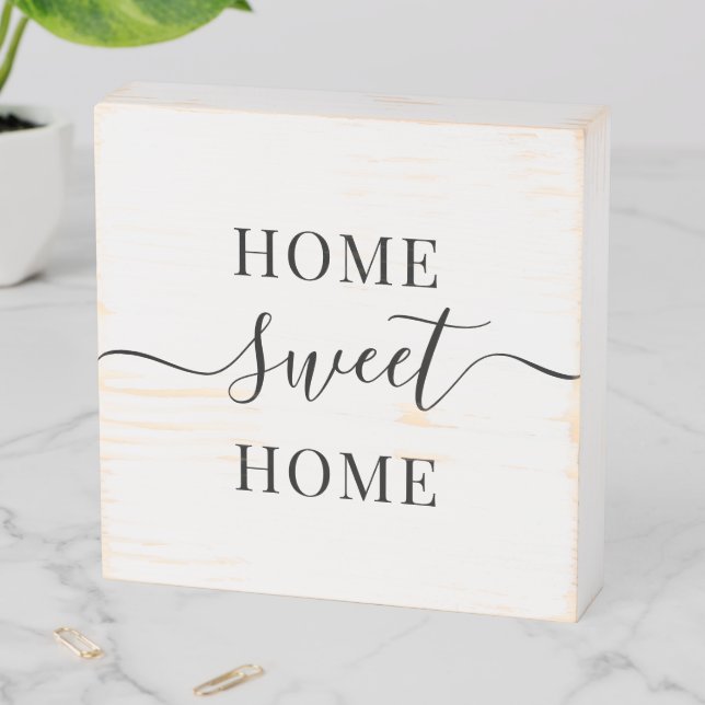 Modern Elegant Home Sweet Home Wooden Box Sign (In Situ Horizontal)