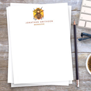 Modern & Elegant Honey Bee Personalized Beekeeper Letterhead