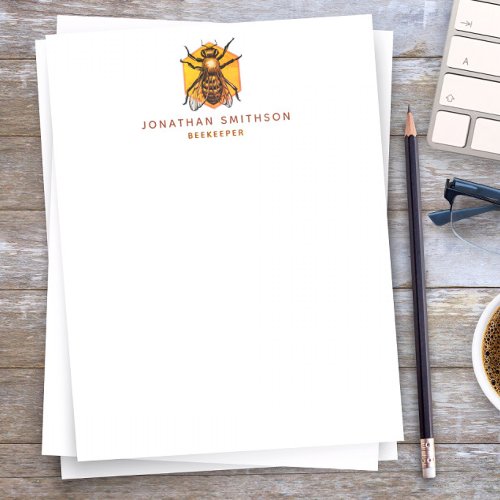  Modern  Elegant Honey Bee Personalized Beekeeper Letterhead