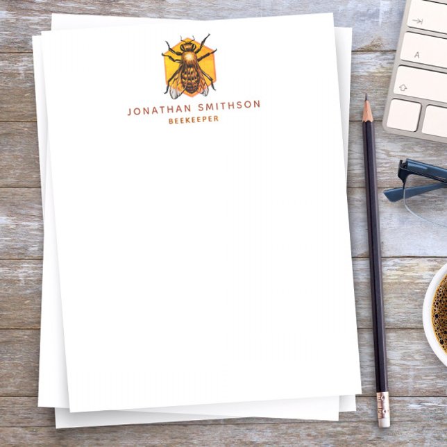  Modern & Elegant Honey Bee Personalized Beekeeper Letterhead (Creator Uploaded)