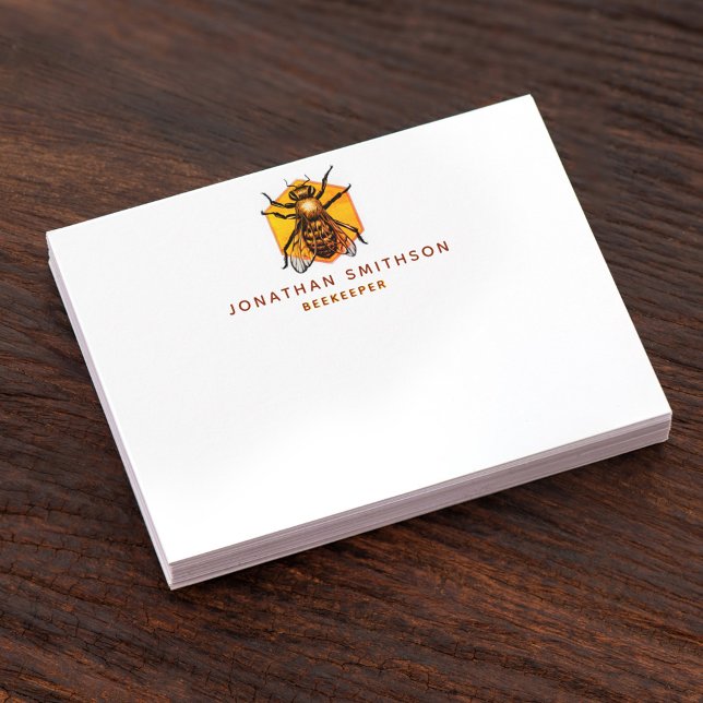  Modern & Elegant Honey Bee Personalized Beekeeper Note Card (Creator Uploaded)