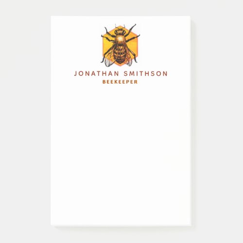  Modern  Elegant Honey Bee Personalized Beekeeper Post_it Notes