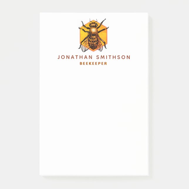  Modern & Elegant Honey Bee Personalized Beekeeper Post-it Notes (Front)