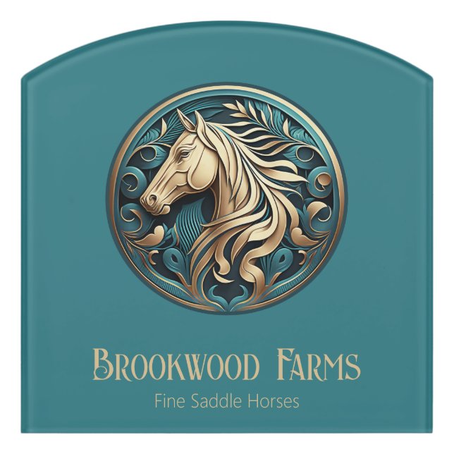 Modern Elegant Horse Farm Custom Barn Sign (Contour Front)