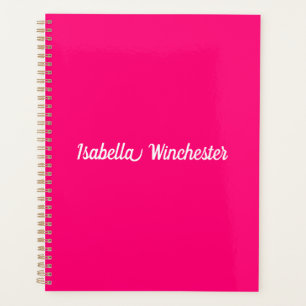Modern elegant hot pink custom name year monogram planner