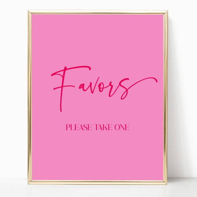 Modern Elegant Hot Pink Party Favors Sign (Creator Uploaded)
