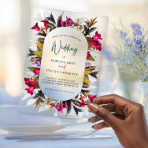 Modern Elegant Hot Pink Turquoise Floral Wedding