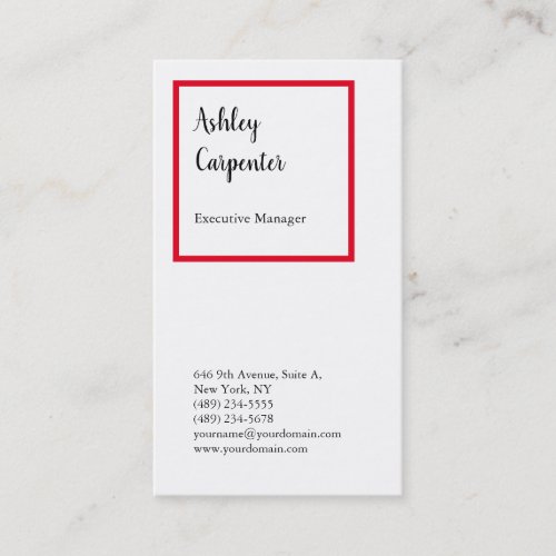 Modern elegant impressive red white professional business card