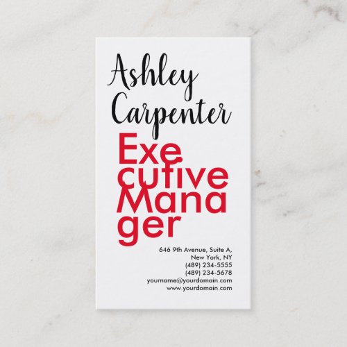 Modern elegant impressive red white professional business card