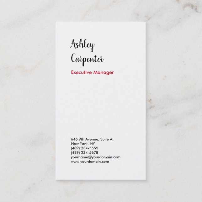 Modern elegant impressive red white professional business card (Front)