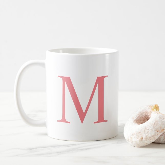 Modern Elegant Initial Letter Monogram Simple Coffee Mug (With Donut)