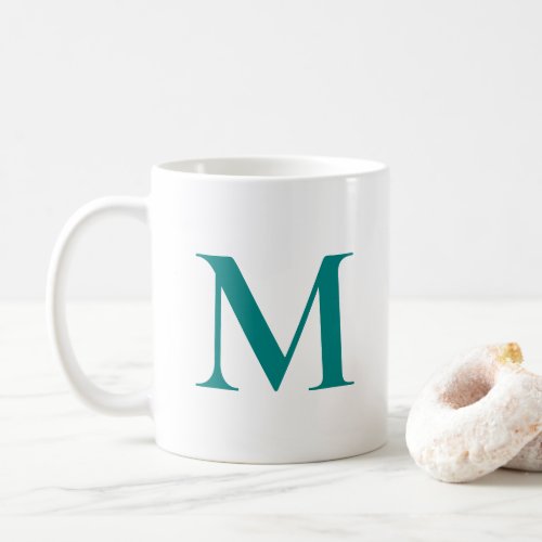Modern Elegant Initial Monogrammed Template Teal Coffee Mug