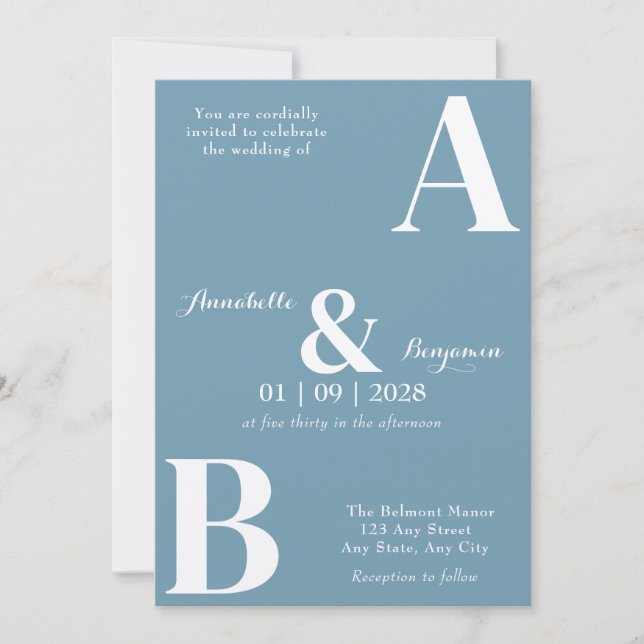 Modern Elegant Initial Wedding Invitation (Front)