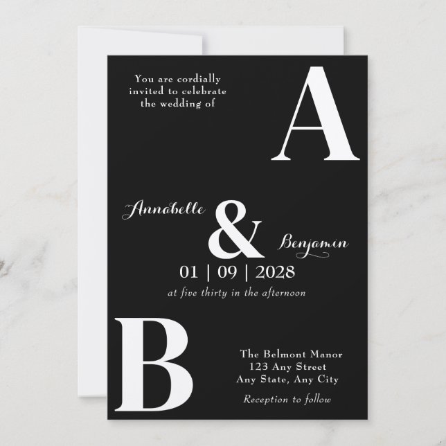 Modern Elegant Initial Wedding Invitation (Front)
