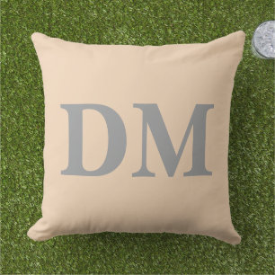 Modern elegant initials Simple style Pink Outdoor Pillow