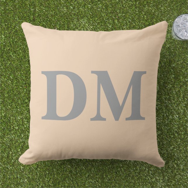 Modern elegant initials Simple style Pink Outdoor Pillow (Grass)