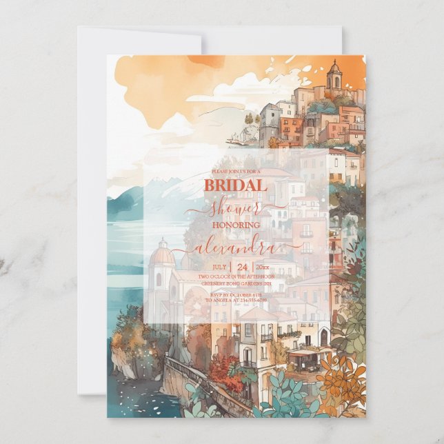 Modern Elegant Italy Destination Bridal Shower Invitation (Front)