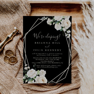 Modern Elegant Ivory Floral Elopement Reception Invitation