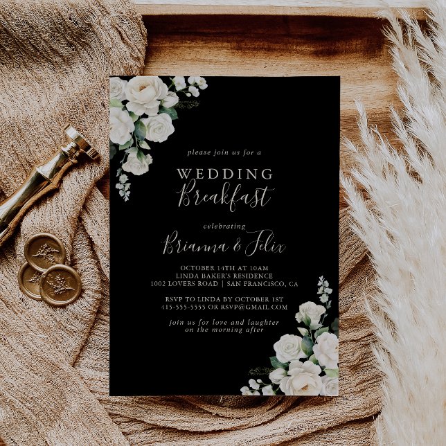 Modern Elegant Ivory Floral Wedding Breakfast Invitation (Creator Uploaded)