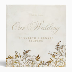 Modern Elegant Ivory Wedding Photo Album 3 Ring Binder