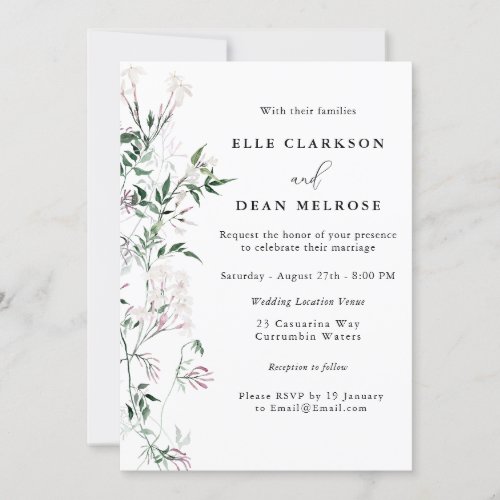 Modern Elegant Jasmine Lavender Wedding Invitation