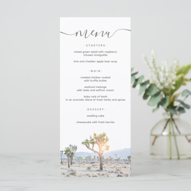 Modern Elegant Joshua Tree Boho Wedding Menu (Standing Front)