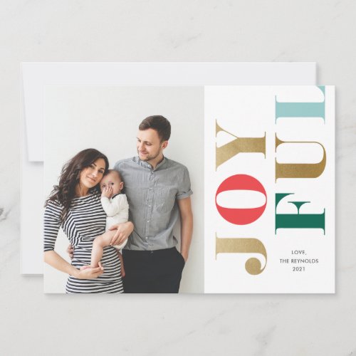 Modern elegant Joyful photo holiday card