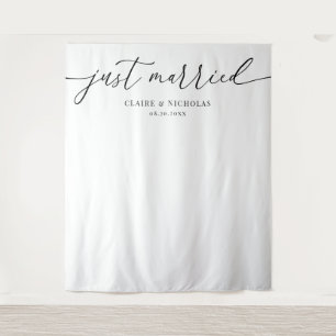Modern Elegant Just Married Wedding Photo Backdrop