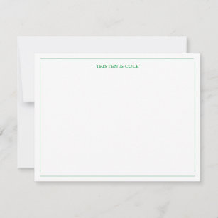 Kelly Green Stripe Monogram Flat Note Cards