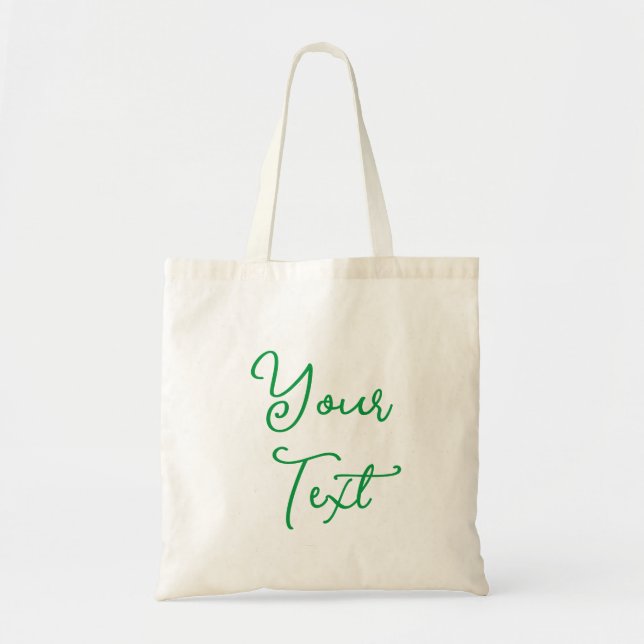 Modern Elegant Kelly Green Script Text Budget Tote Bag (Front)