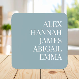 Modern Elegant Kids Names Personalized Family Beverage Coaster