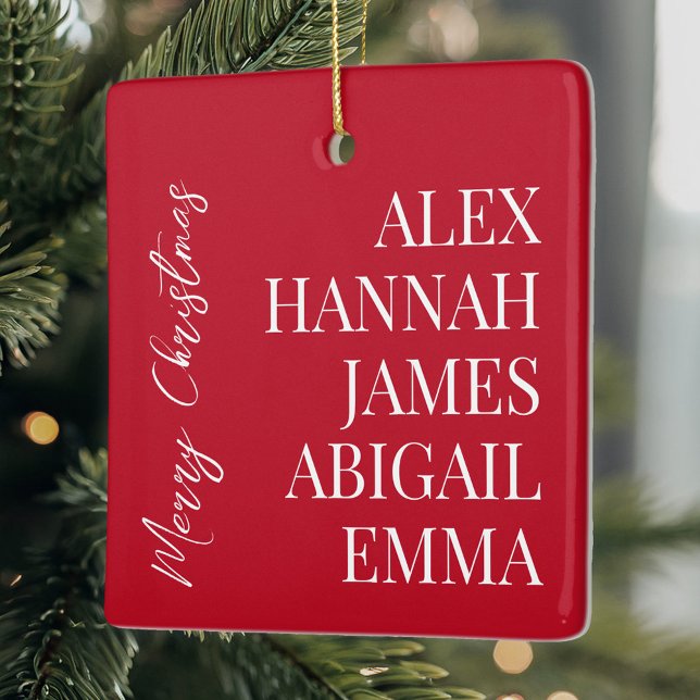 Modern Elegant Kids Names Personalized Family Ceramic Ornament (Creator Uploaded)
