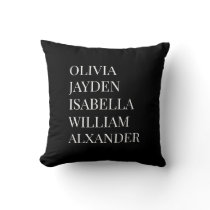 Modern Elegant Kids Names Personalized Family Cush Throw Pillow